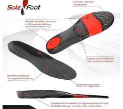 Schuhzubehör & Schuhpflege|Sportausrüstung*SoleFoot Einlegesohlen ideal für Sportschuhe Einlagen Hi-Performance Schuheinlage Sport Black Deluxe Edition Schwarz/Rot