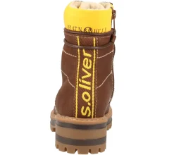 Boots & Stiefel*s.Oliver Damen Schnür-Stiefel mit farblichen Akzenten und Soft FOAM Sohle gefütterte Freizeit-Schuhe 01-1037130 Braun/Gelb