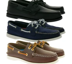 Bootsschuhe & Segelschuhe*SPERRY Authentic Original 2-Eye Segel-Schuhe aus Echtleder Boots-Schuhe in Braun, Schwarz oder Blau