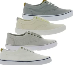 Segelschuhe & Bootsschuhe*SPERRY Bahama Striper II Cvo SW und Bahama Striper II Cvo Herren Leinen-Sneaker mit Wave-Siping-Technologie Beige, Weiß, Grau oder Hellgrau