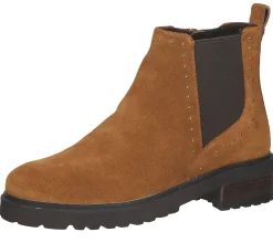 Boots & Stiefel*SPM Lano Damen Echtleder Stiefelette mit Nietenbesatz Chelsea Boots 11000017-03002-935 Braun