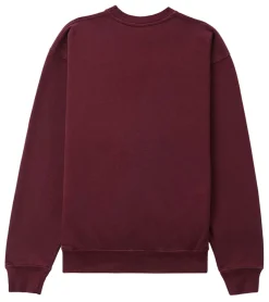 Sweater & Pullover*Sporty & Rich Damen Rundhals-Sweatshirt mit Health Wellness-Print Baumwoll-Pullover Merlot/Weiß