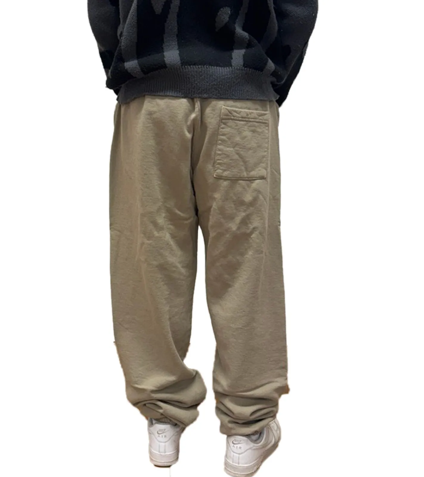 Jogginghosen & Fitnessmode|Jeans & Hosen*Sporty & Rich Unisex Jogginghose mit Serifenlogo Trainingshose Oversized Sweatpants Beige/Weiß