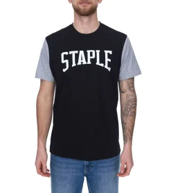 T-Shirts & Tank Tops*STAPLE Herren T-Shirt modisches Baumwoll-Shirt mit großem Marken-Schriftzug auf der Front 2208C7058 Schwarz