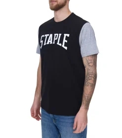 T-Shirts & Tank Tops*STAPLE Herren T-Shirt modisches Baumwoll-Shirt mit großem Marken-Schriftzug auf der Front 2208C7058 Schwarz