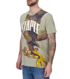T-Shirts & Tank Tops*STAPLE Sage Herren T-Shirt modisches Baumwoll-Shirt mit großem Schlangen und Adler Print 2209C6995 Olivgrün