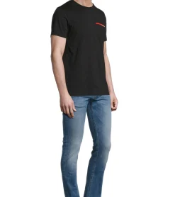 T-Shirts & Tank Tops*steffen klein Herren T-Shirt Baumwoll-Shirt mit Silikon-Badge Rundhals-Shirt 906251 Schwarz