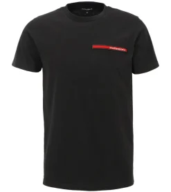 T-Shirts & Tank Tops*steffen klein Herren T-Shirt Baumwoll-Shirt mit Silikon-Badge Rundhals-Shirt 906251 Schwarz