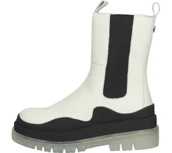 Boots & Stiefel*Steve Madden Challenger Damen Boots Echtleder SM11001719-03001-287 Creme-Schwarz