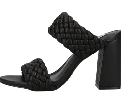 Zehentrenner & Sandalen*Steve Madden Tangle Damen Absatz-Pantoletten mit Flechtriemen Schlappen SM11001435-02002-001 Schwarz