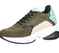 Sneaker & Turnschuhe*STEVEN NEW YORK Damen Echtleder-Schuhe Low-Top Sneaker mit Dämpfung Made in Portugal SNY11000296-03005-348 Khaki/Rosa/Blau