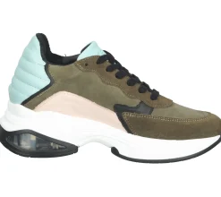 Sneaker & Turnschuhe*STEVEN NEW YORK Damen Echtleder-Schuhe Low-Top Sneaker mit Dämpfung Made in Portugal SNY11000296-03005-348 Khaki/Rosa/Blau