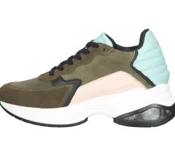 Sneaker & Turnschuhe*STEVEN NEW YORK Damen Echtleder-Schuhe Low-Top Sneaker mit Dämpfung Made in Portugal SNY11000296-03005-348 Khaki/Rosa/Blau