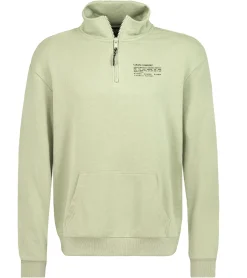 Pullover & Sweater*STITCH & SOUL Herren Sweater mit Reißverschluss moderner Troyer-Pullover mit Stehkragen Baumwoll-Pullover H10014C21404A 12200 Hellgrün