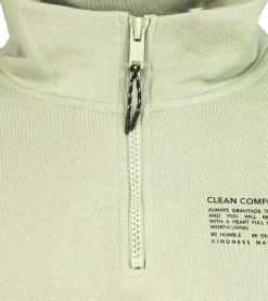 Pullover & Sweater*STITCH & SOUL Herren Sweater mit Reißverschluss moderner Troyer-Pullover mit Stehkragen Baumwoll-Pullover H10014C21404A 12200 Hellgrün