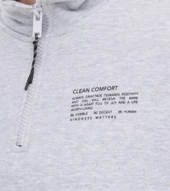 Pullover & Sweater*STITCH & SOUL Herren Sweater mit Reißverschluss moderner Troyer-Pullover mit Stehkragen Baumwoll-Pullover H10014C21404A 23200 Hellgrau