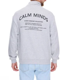 Pullover & Sweater*STITCH & SOUL Herren Sweater mit Reißverschluss moderner Troyer-Pullover mit Stehkragen Baumwoll-Pullover H10014C21404A 23200 Hellgrau