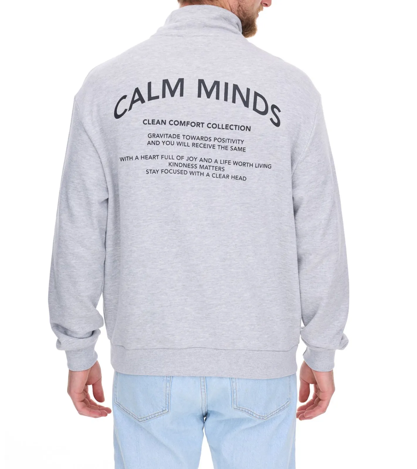 Pullover & Sweater*STITCH & SOUL Herren Sweater mit Reißverschluss moderner Troyer-Pullover mit Stehkragen Baumwoll-Pullover H10014C21404A 23200 Hellgrau