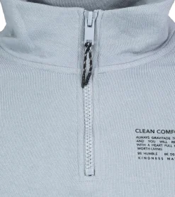 Pullover & Sweater*STITCH & SOUL Herren Sweater mit Reißverschluss moderner Troyer-Pullover mit Stehkragen Baumwoll-Pullover H10014C21404A in Grau, Blau oder Grün