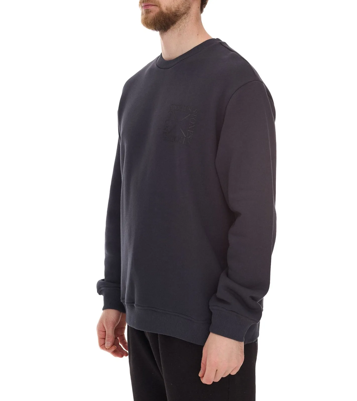 Pullover & Sweater*STONES Herren Basic-Pullover moderner Baumwoll-Sweater Sweatshirt Langarm-Shirt 400gsm Dunkel-Grau