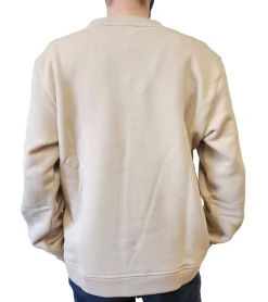 Pullover & Sweater*STONES Herren Basic-Pullover Sweatshirt mit Logo-Stickerei moderner Baumwoll-Sweater Langarm-Shirt 400gsm Beige