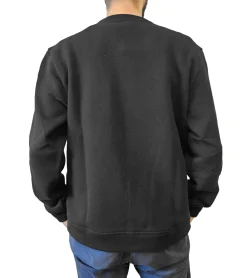 Pullover & Sweater*STONES Herren Basic-Pullover moderner Baumwoll-Sweater Sweatshirt mit Logo-Stickerei Langarm-Shirt 400gsm Schwarz