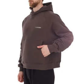 Pullover & Sweater*STONES Herren Hoodie moderner Baumwoll-Pullover Kapuzen-Pullover mit Logo-Stick Oversized-Fit 400gsm Dunkel-Braun