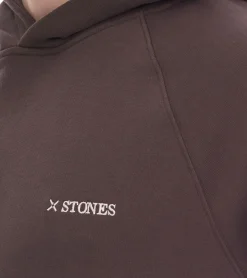 Pullover & Sweater*STONES Herren Hoodie moderner Baumwoll-Pullover Kapuzen-Pullover mit Logo-Stick Oversized-Fit 400gsm Dunkel-Braun