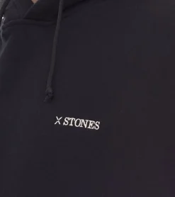 Pullover & Sweater*STONES Herren Hoodie moderner Kapuzen-Pullover mit Logo-Stick Baumwoll-Pullover Oversized-Fit 400gsm Schwarz