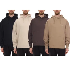 Pullover & Sweater*STONES Herren Hoodie moderner Baumwoll-Pullover Kapuzen-Pullover mit Logo-Stick Oversized-Fit 400gsm Braun, Beige, Schwarz
