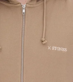 Jacken & Mäntel*STONES Herren Oversized-Jacke moderner Baumwoll-Jacke 400gsm mit Kapuze mit Logo-Stickerei oder Schwarz Hellbraun