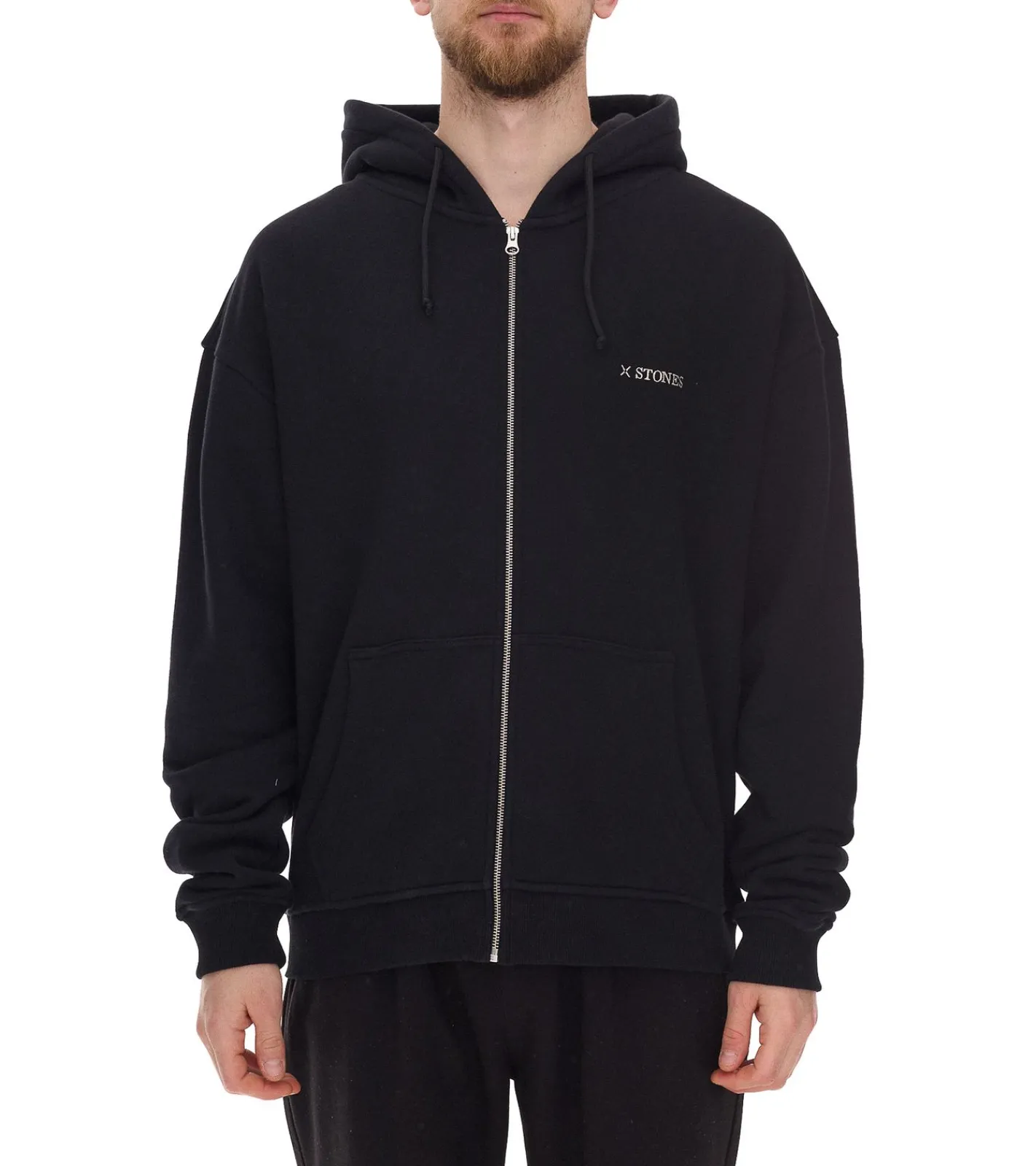 Jacken & Mäntel*STONES Herren Oversized-Jacke moderner Baumwoll-Jacke 400gsm mit Kapuze mit Logo-Stickerei oder Schwarz Hellbraun