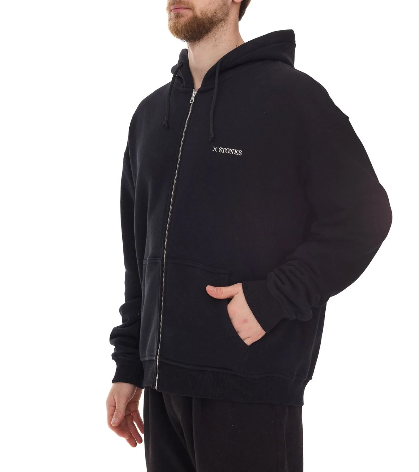 Jacken & Mäntel*STONES Herren Oversized-Jacke moderner Baumwoll-Jacke 400gsm mit Kapuze mit Logo-Stickerei oder Schwarz Hellbraun