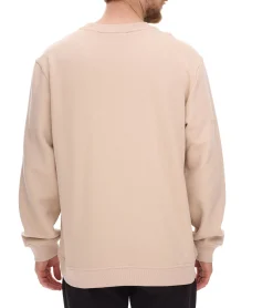 Pullover & Sweater*STONES Herren Oversized-Pullover moderner Baumwoll-Sweater mit Rundhals-Ausschnitt Sweatshirt 400gsm mit Logo-Stick Beige