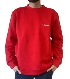 Pullover & Sweater*STONES Herren Pullover Baumwoll-Sweater Rundhals-Sweater Oversize-Sweater 400gsm Sweatshirt Rot