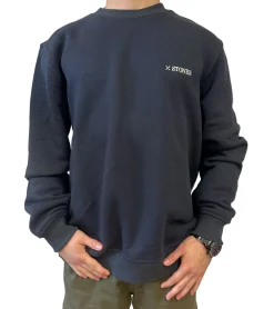 Pullover & Sweater*STONES Herren Pullover modernes Baumwoll-Shirt Oversized-Sweater mit Rundhals und Stick-Logo Sweatshirt Dunkelblau