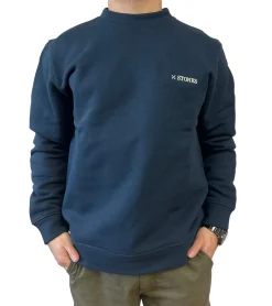 Pullover & Sweater*STONES Herren Pullover modernes Sweatshirt aus Baumwolle Oversized-Shirt 400gsm mit Rundhals und Stick-Logo Dunkel-Blau