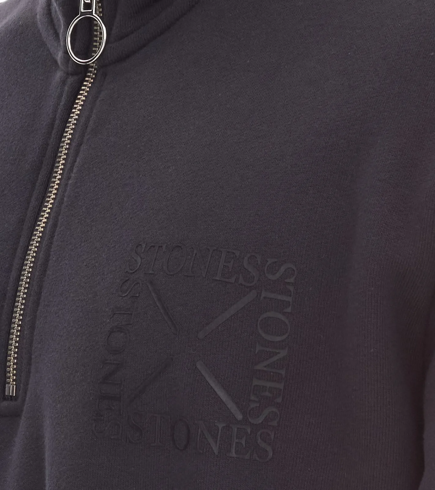 Pullover & Sweater*STONES Herren Pullover Oversized-Half-Zipper moderner Baumwoll-Half-Zipper Troyer 400gsm mit Stehkragen mit Logo-Stickerei Dunkel-Grau
