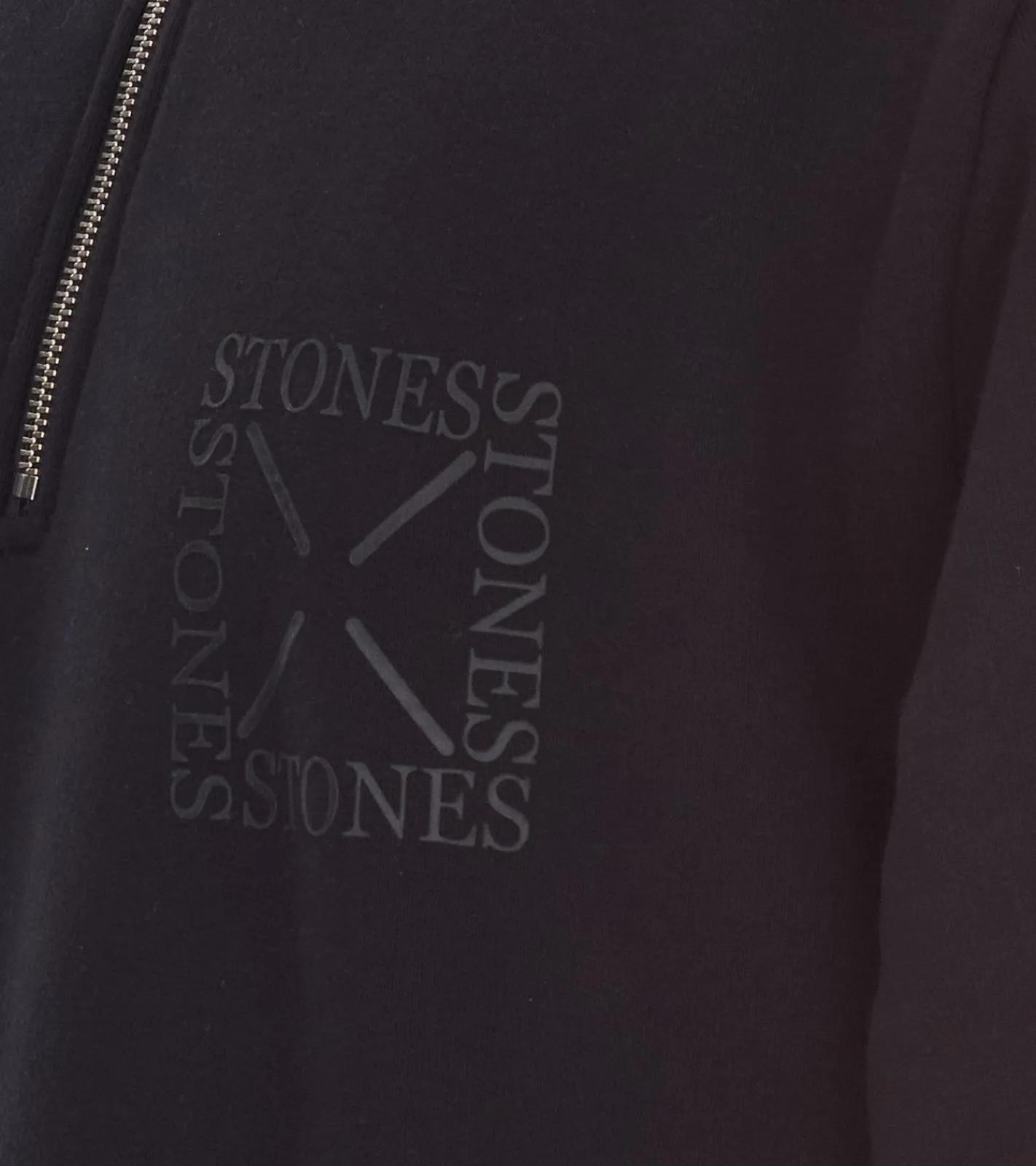 Pullover & Sweater*STONES Herren Pullover Oversized-Zipper moderner Baumwoll-Zipper Troyer 400gsm mit Stehkragen mit Logo-Stickerei Schwarz