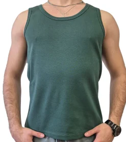 T-Shirts & Tank Tops*STONES Herren Tank Top Baumwoll-Shirt Rundhals-Top Achsel-Shirt Unterhemd Grün