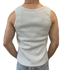 T-Shirts & Tank Tops*STONES Herren Tank Top Baumwoll-Shirt modernes Rundhals-Top Achsel-Shirt mit Ripp-Strick-Struktur Unterhemd Hellgrau