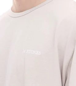 T-Shirts & Tank Tops*STONES Herren T-Shirt schlichtes Baumwoll-Shirt mit Rundhals und Stick-Logo Oversized Kurzarm-Shirt 240gsm Beige