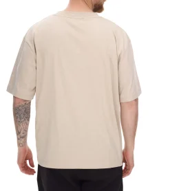 T-Shirts & Tank Tops*STONES Herren T-Shirt schlichtes Baumwoll-Shirt mit Rundhals und Stick-Logo Kurzarm-Shirt 240gsm Oversized Beige