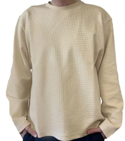 Pullover & Sweater*STONES Waffle Herren Pullover aus Baumwolle in Waffel-Optik Oversized-Sweater mit Rundhals-Ausschnitt 400gsm Sweatshirt Beige