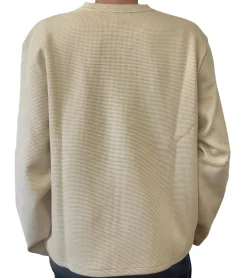 Pullover & Sweater*STONES Waffle Herren Pullover aus Baumwolle in Waffel-Optik Oversized-Sweater mit Rundhals-Ausschnitt 400gsm Sweatshirt Beige