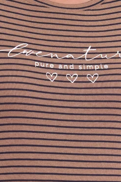 Sweater & Pullover*Street One Damen Langarm-Shirt gestreifter Pullover mit Schriftzug auf der Front Braun/Schwarz oder Grün/Weiß