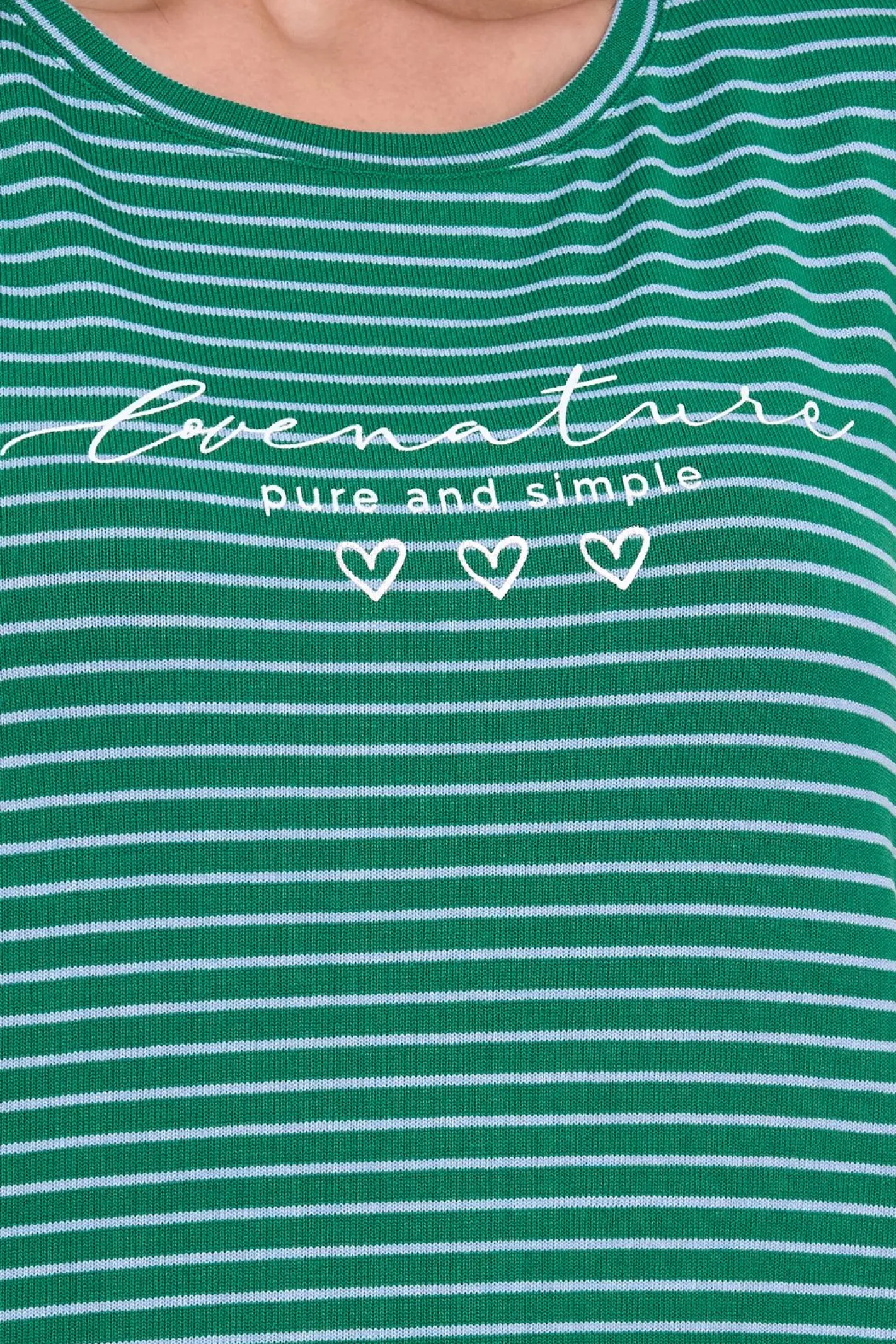 Sweater & Pullover*Street One Damen Langarm-Shirt gestreifter Pullover mit Schriftzug auf der Front 90463326 Grün/Weiß