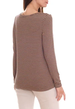 Sweater & Pullover*Street One Damen Langarm-Shirt gestreifter Pullover mit Schriftzug auf der Front 23254627 Braun