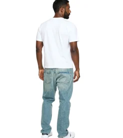 Jeans & Hosen*O46 stylische Herren Jeans im Jogger-Stil Denim-Hose Baggy Leg mit Bindeband BR-1200-203 Hell-Blau