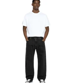 Jeans & Hosen*O46 stylische Herren Jeans im Jogger-Stil Denim-Hose Baggy Leg mit Bindeband BR-12000-101 Schwarz